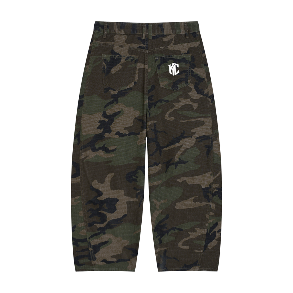 Green Camo Barrel Leg Cargo Pants — KYBER CORE