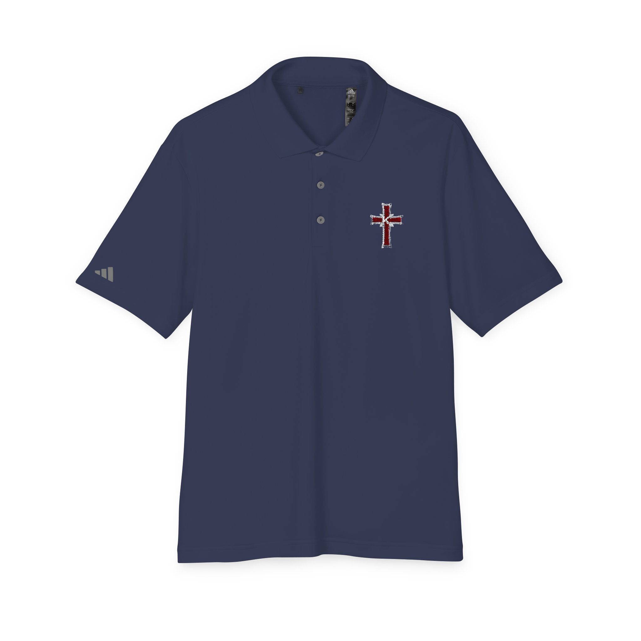 Embroidered Red Plaid Cross Polo Shirt
