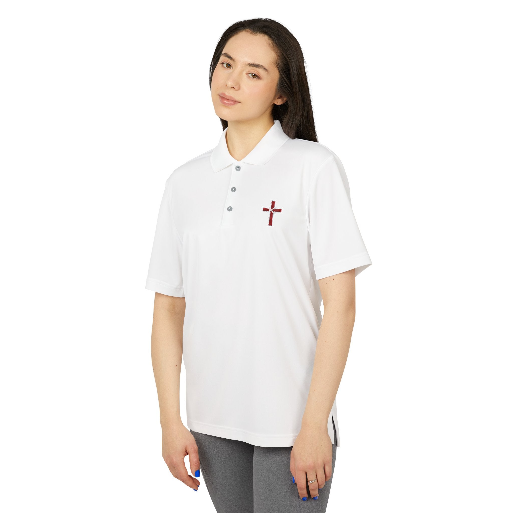 Embroidered Red Plaid Cross Polo Shirt