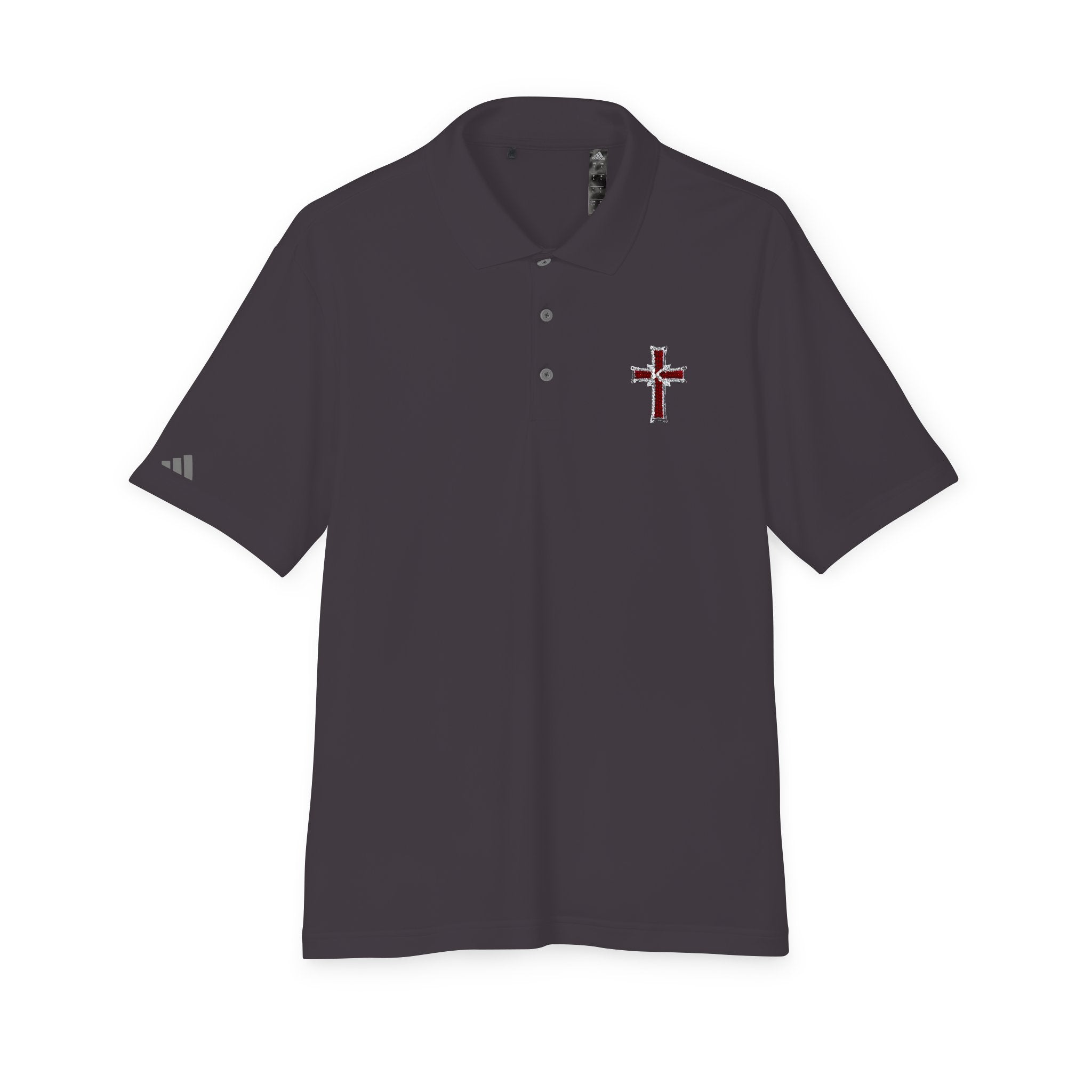 Embroidered Red Plaid Cross Polo Shirt