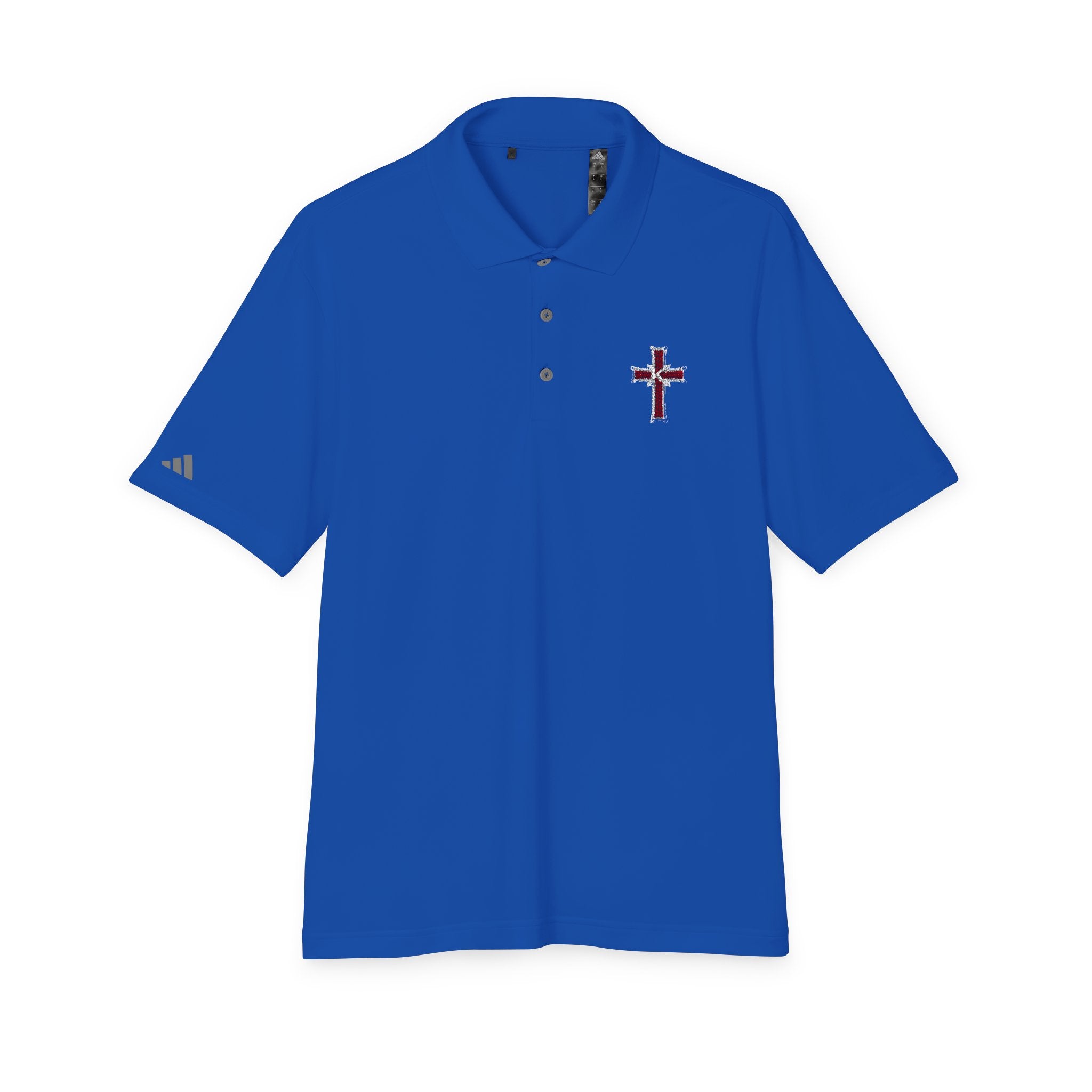 Embroidered Red Plaid Cross Polo Shirt