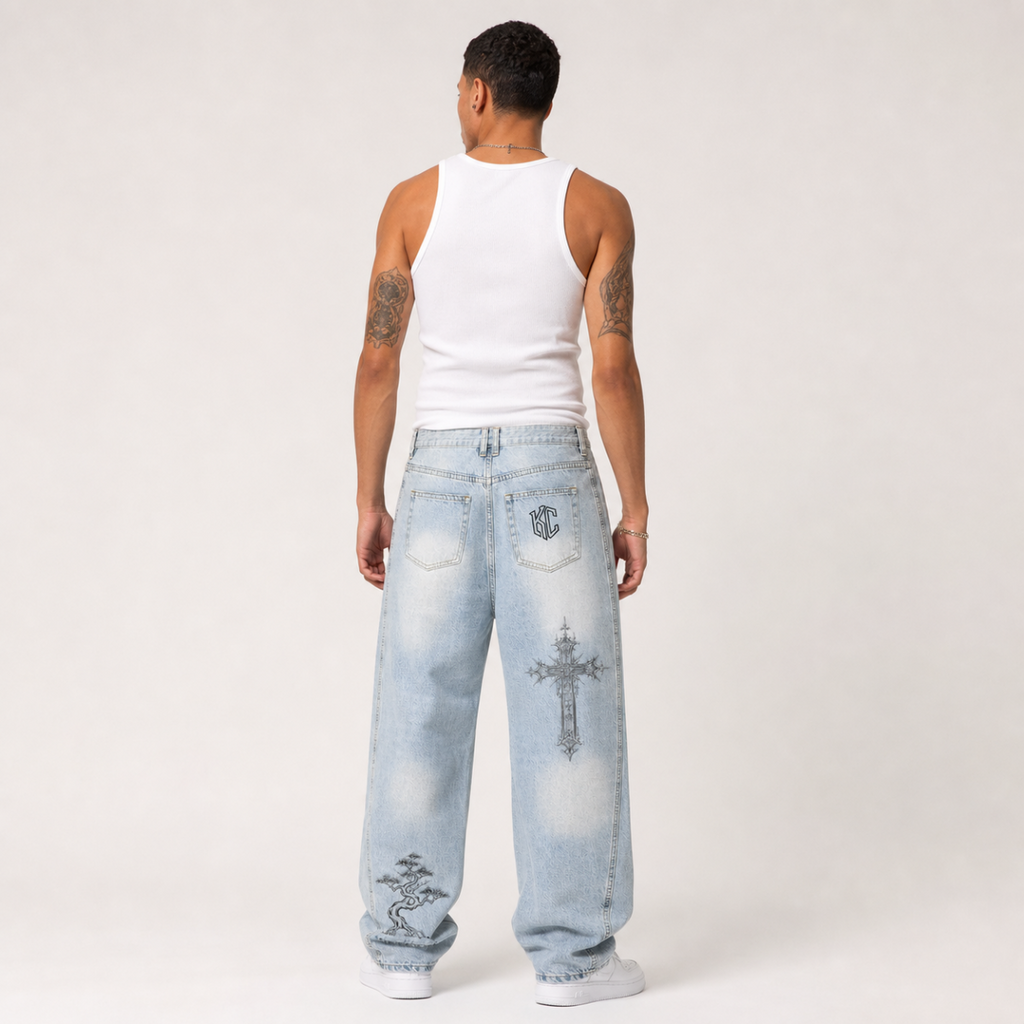 Men's Vintage Wash Barrel Leg Jeans