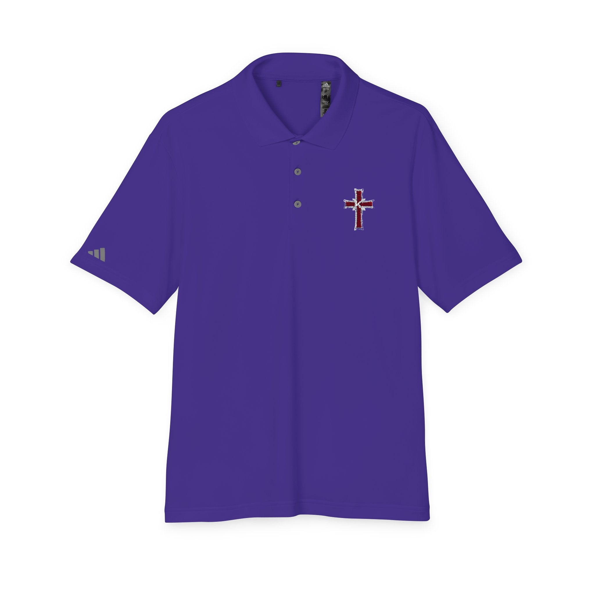 Embroidered Red Plaid Cross Polo Shirt