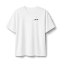 Minimal Racing Stripe Tee — Small Front Emblem Cotton T-Shirt