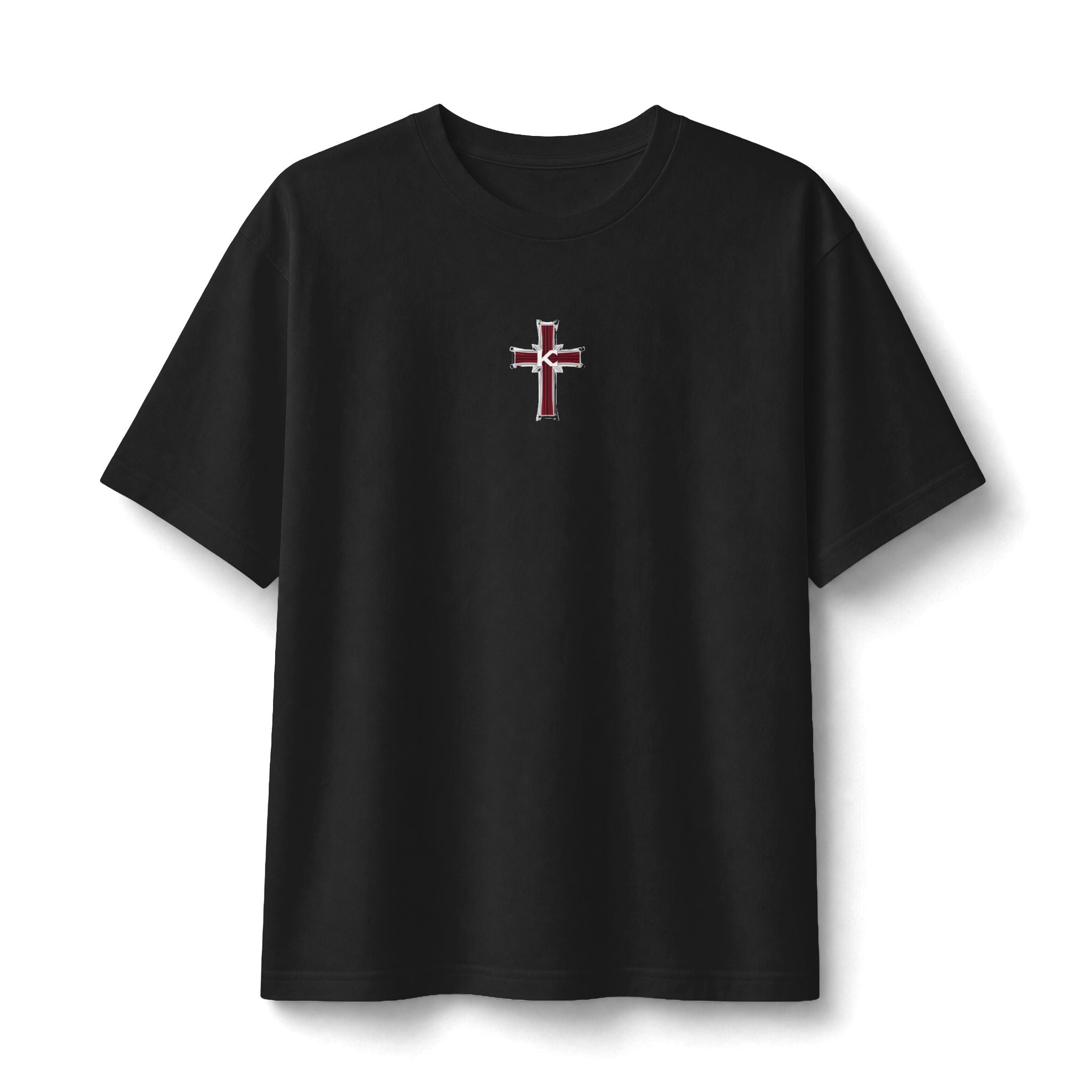 Minimal Racing Stripe Tee — Small Front Emblem Cotton T-Shirt