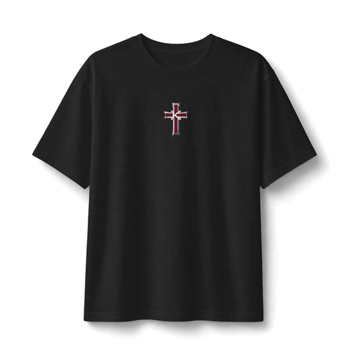 Minimal Racing Stripe Tee — Small Front Emblem Cotton T-Shirt