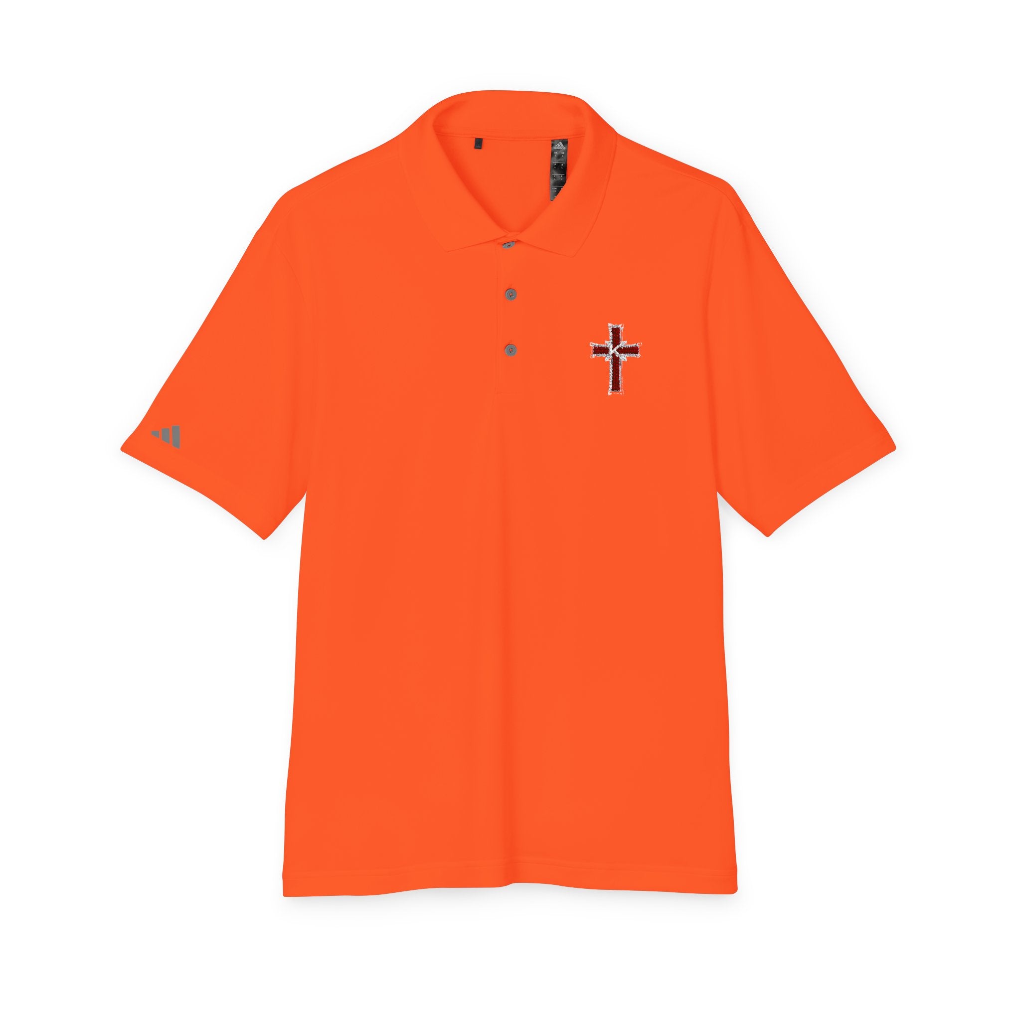 Embroidered Red Plaid Cross Polo Shirt