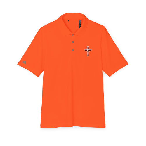 Embroidered Red Plaid Cross Polo Shirt