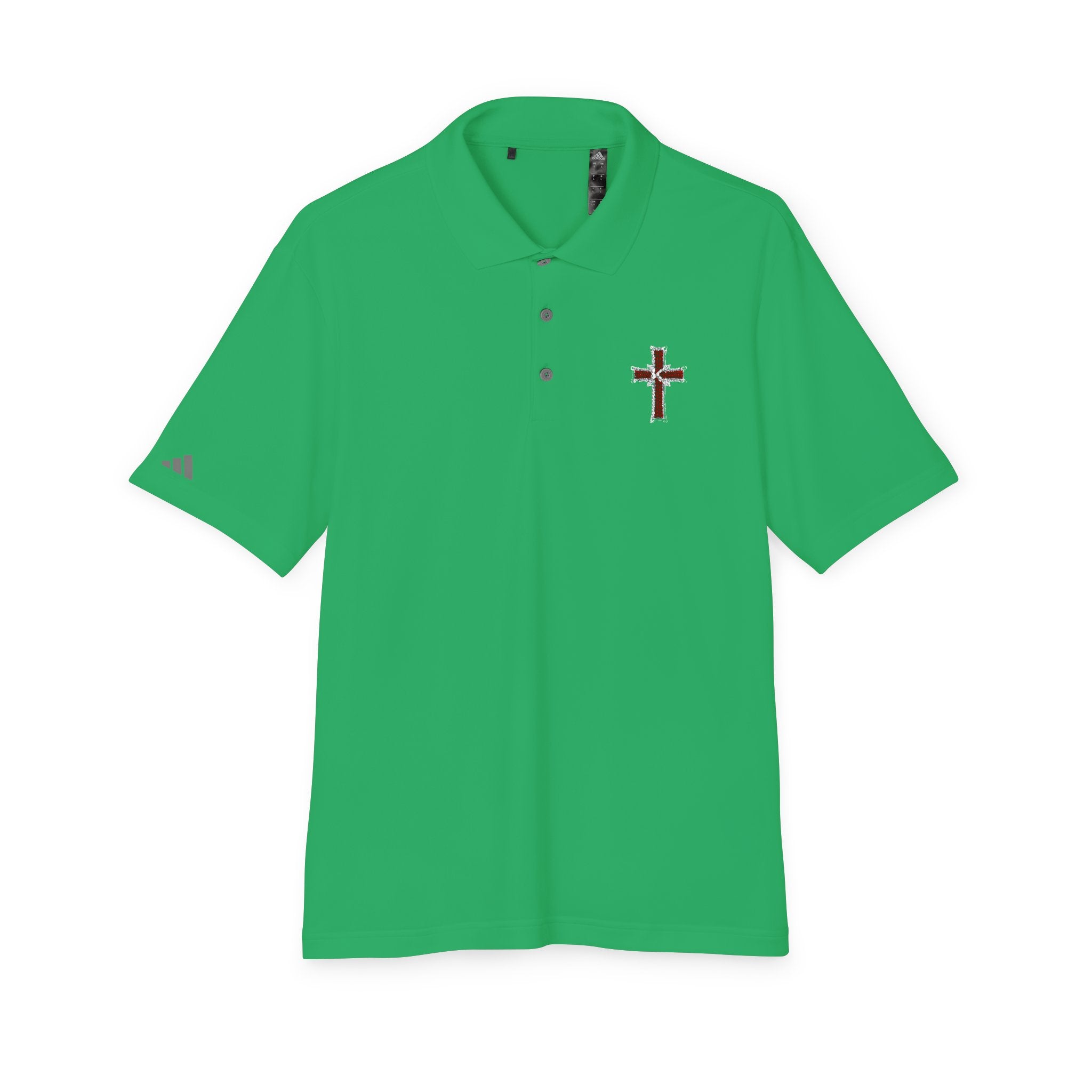 Embroidered Red Plaid Cross Polo Shirt