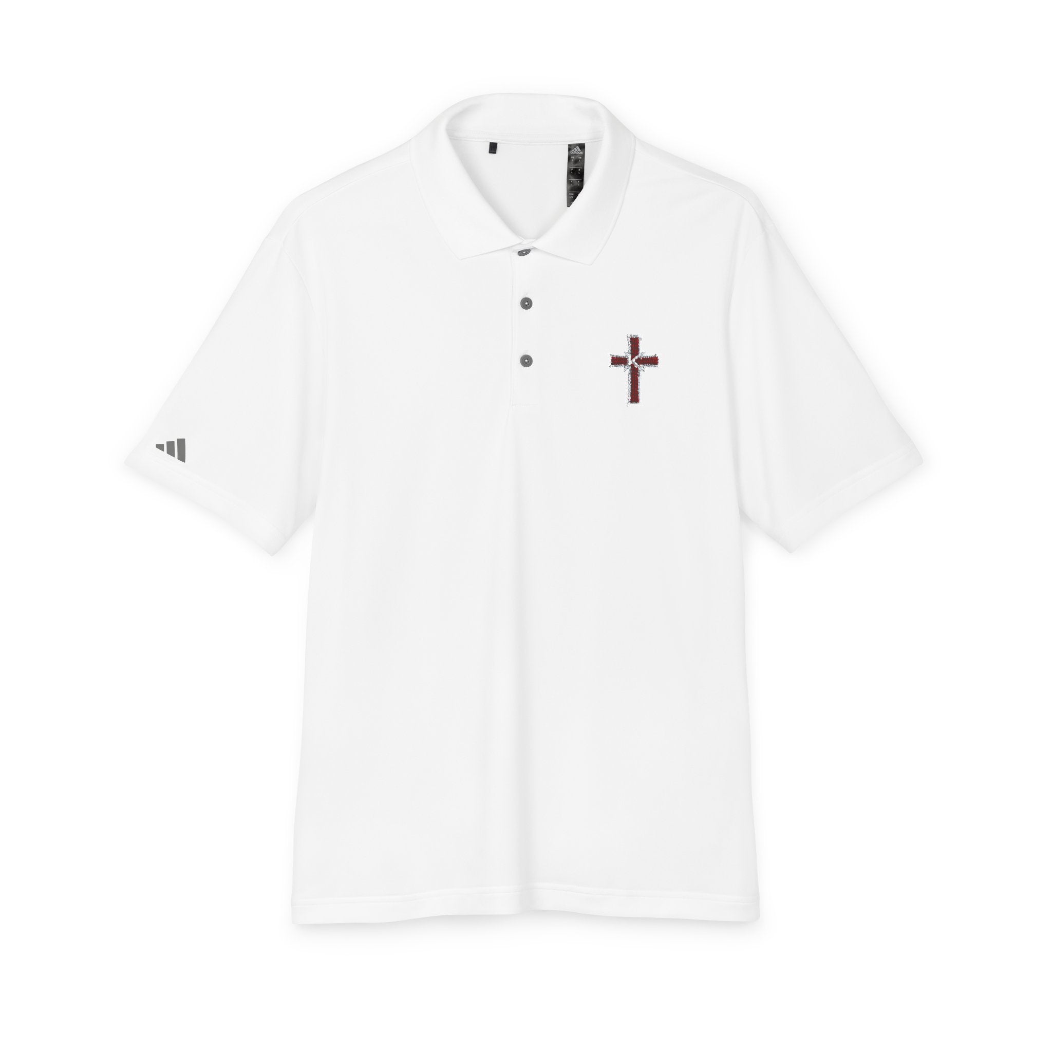Embroidered Red Plaid Cross Polo Shirt