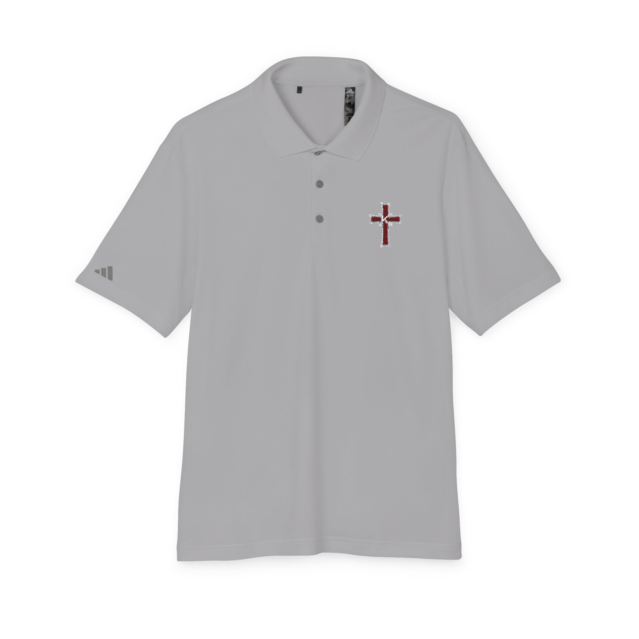 Embroidered Red Plaid Cross Polo Shirt