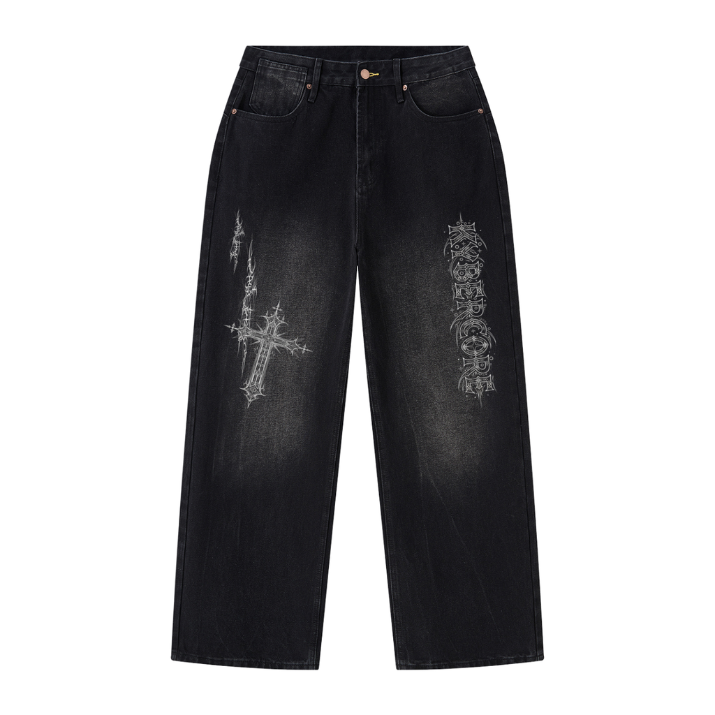 Men's Vintage Wash Wide Leg Jeans