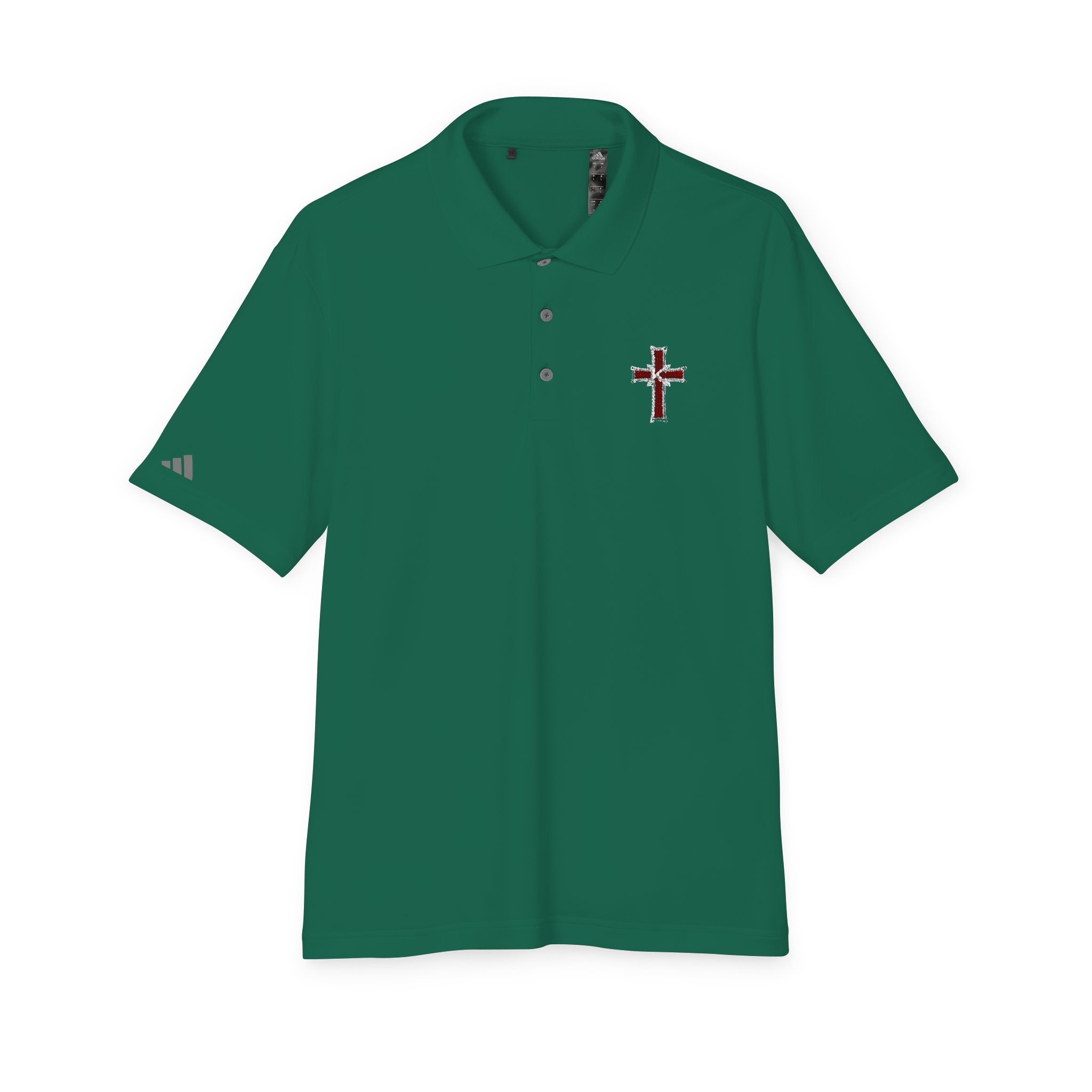 Embroidered Red Plaid Cross Polo Shirt