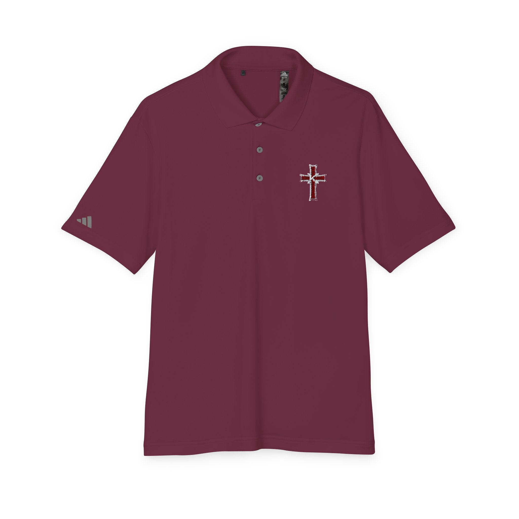 Embroidered Red Plaid Cross Polo Shirt