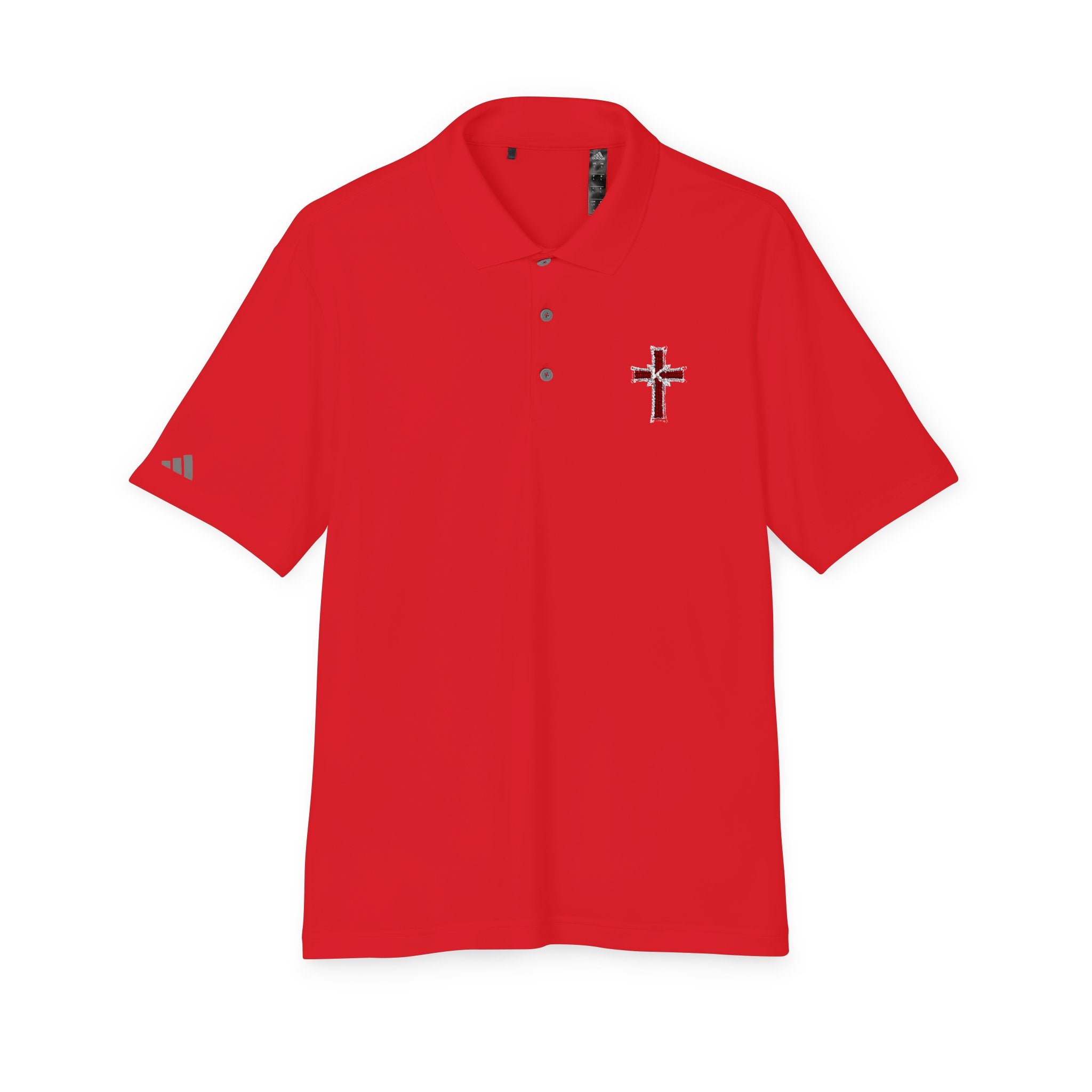 Embroidered Red Plaid Cross Polo Shirt