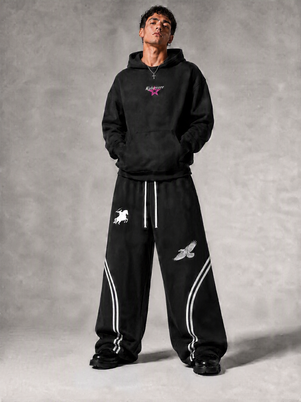 Wide Leg Piping Sweatpants