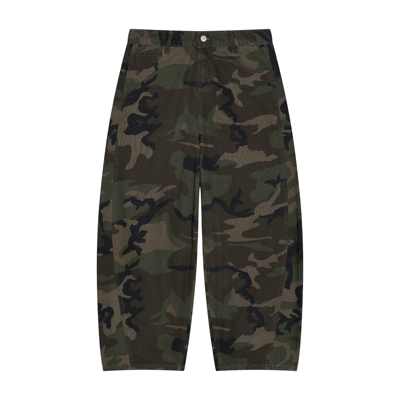 Green Camo Barrel Leg Cargo Pants — KYBER CORE