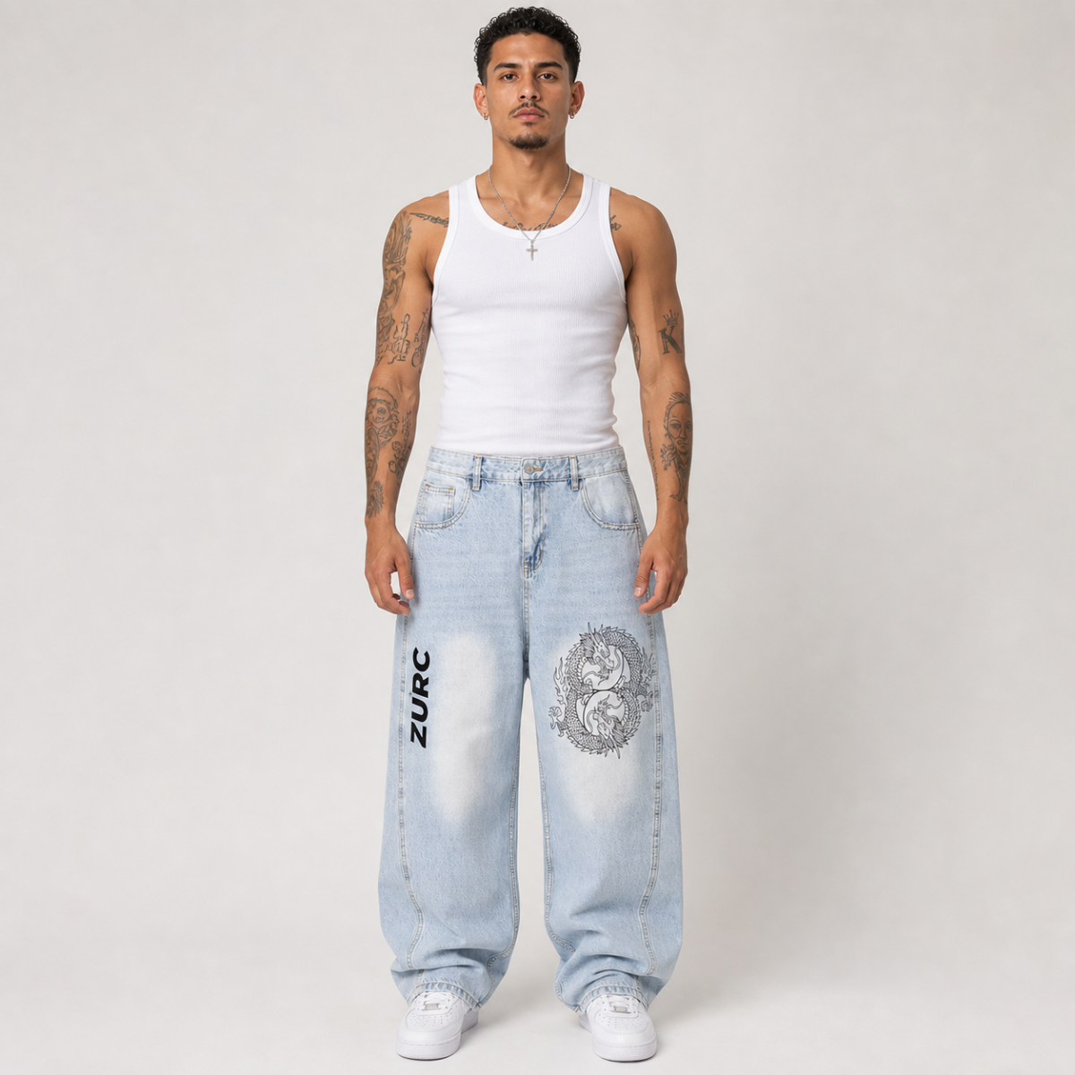 Men's Vintage Wash Barrel Leg Jeans