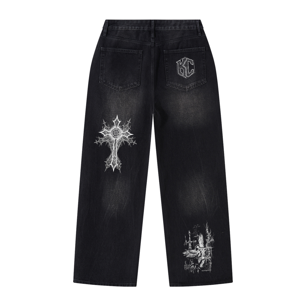 Men's Vintage Wash Wide Leg Jeans