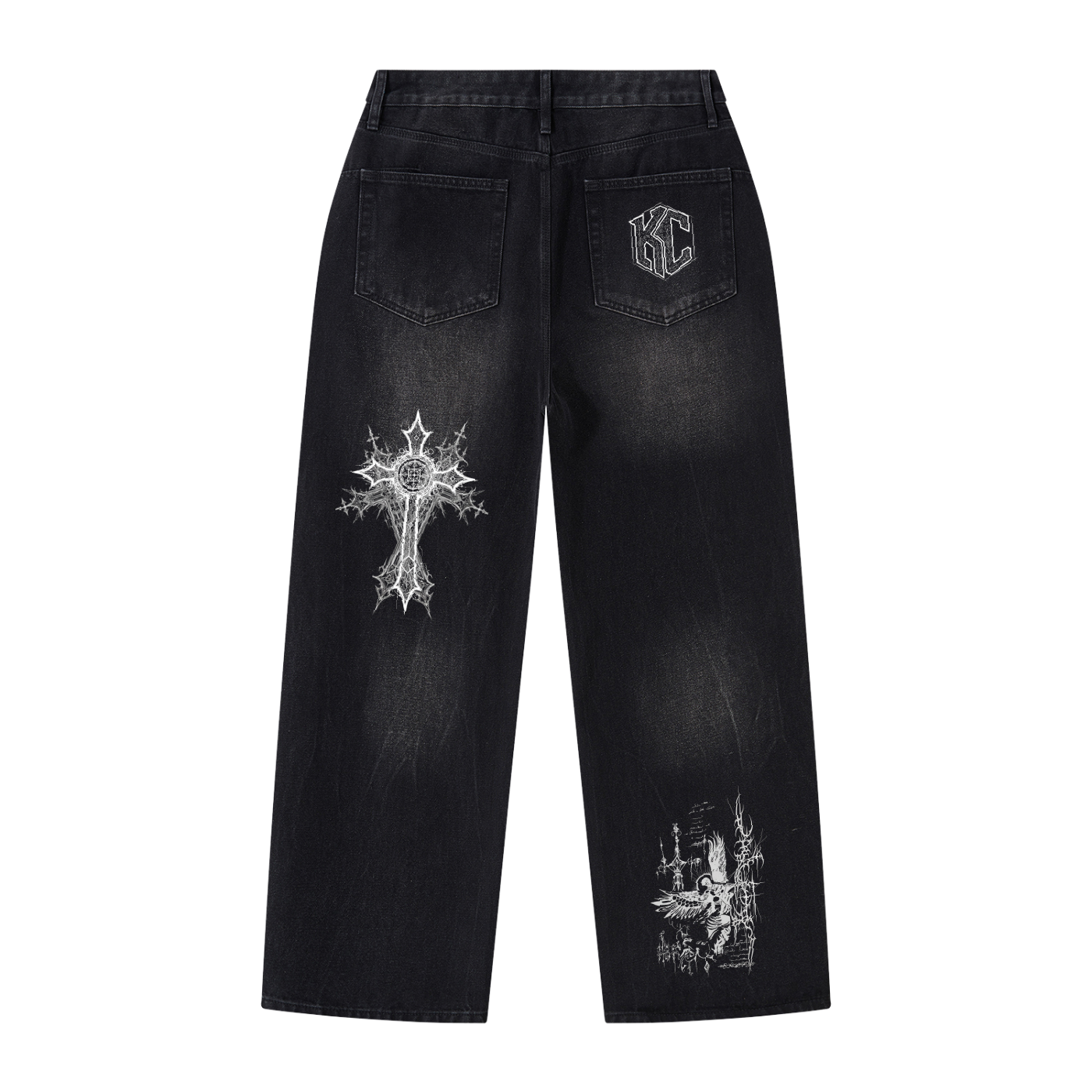 Men's Vintage Wash Wide Leg Jeans